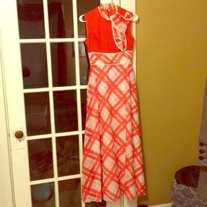 Vintage Coral Gingham Dress